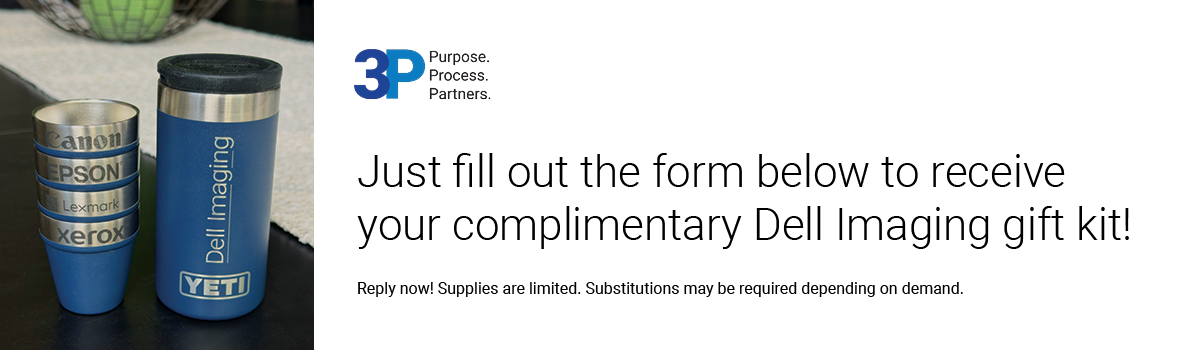 Dell Imaging complimentary gift kit featuring branded shot glasses and a Yeti tumbler. Fill out the form below to request yours. Supplies are limited.